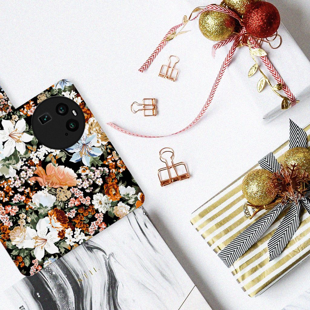 Hoesje voor OPPO Find X6 Dark Flowers producttype bloemen design bovenaanzicht