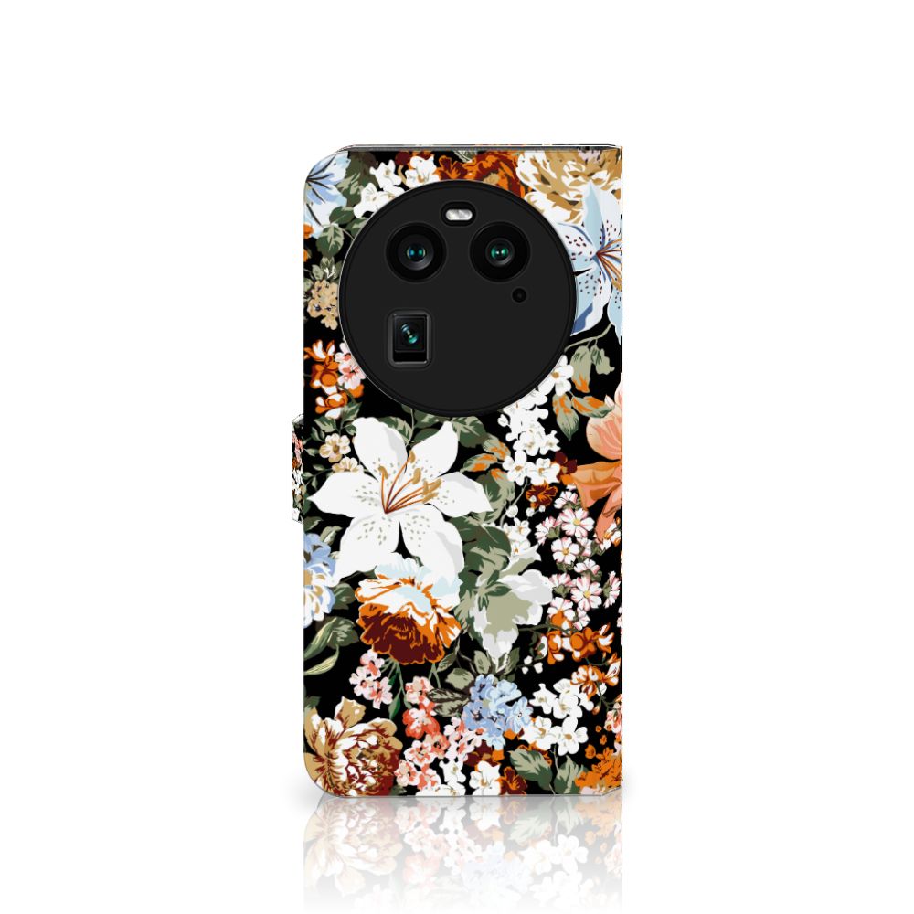 OPPO Find X6 hoesje Dark Flowers voorkant