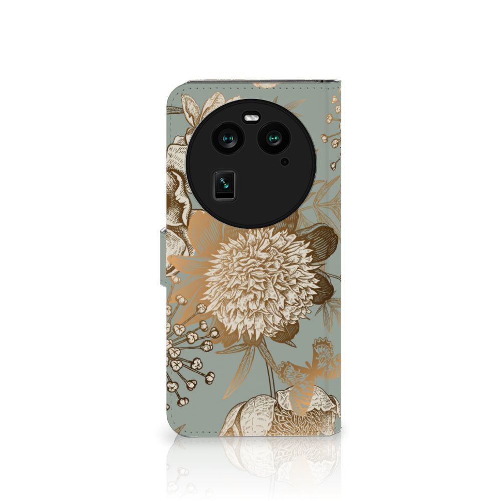 OPPO Find X6 hoesje voor OPPO Find X6 Vintage Bird Flowers voorkant