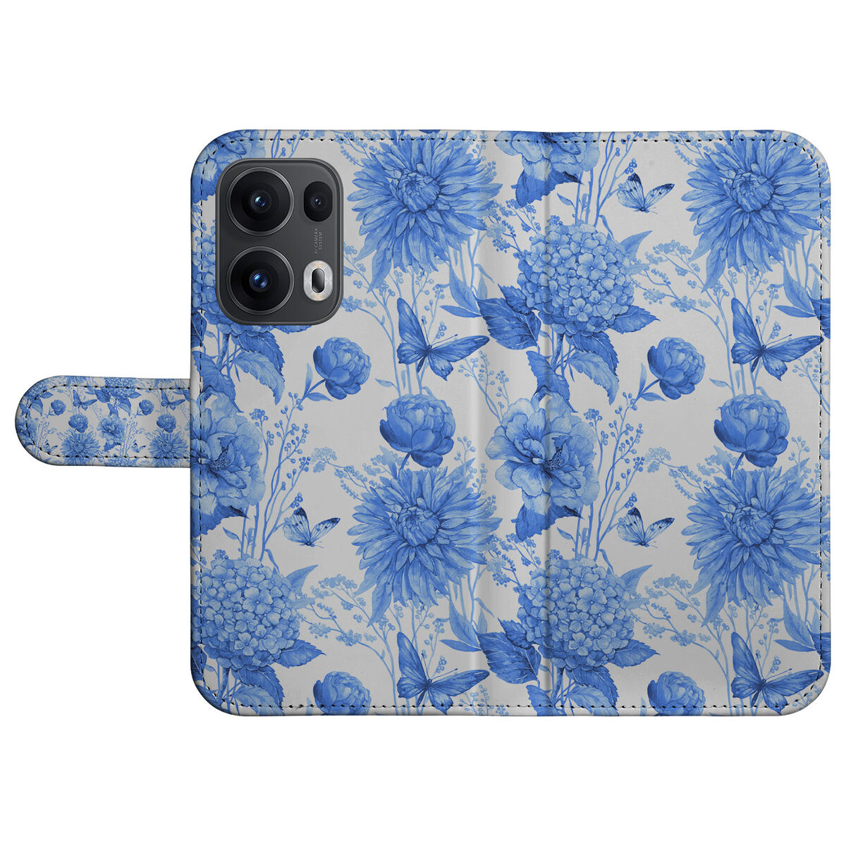 Hoesje voor OPPO Reno 13 Pro Flowers Blue bloemen ontwerp voorkant
