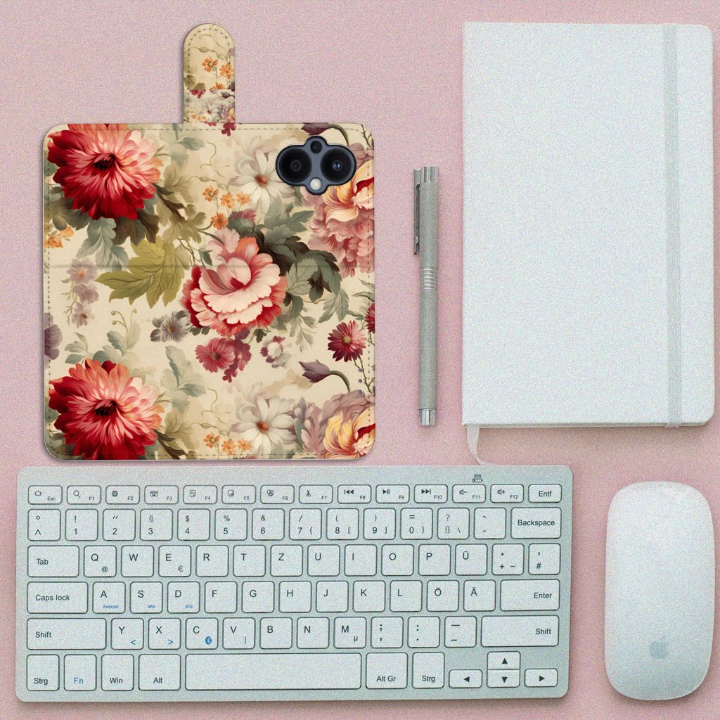 Hoesje voor OPPO Reno 8 Lite OnePlus Nord N20 Bloemen design bloemen aanzicht