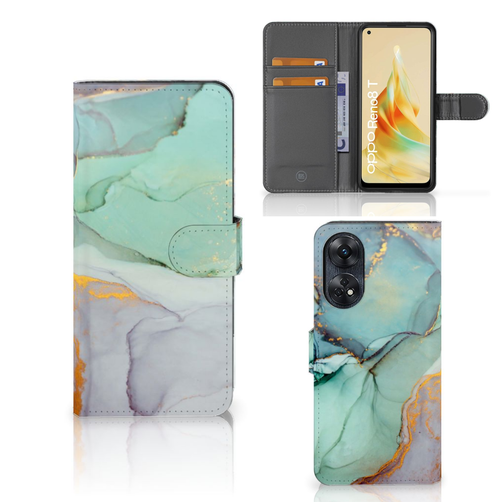 Hoesje voor OPPO Reno8 T 4G Watercolor Mix voorkant achterkant binnenkant