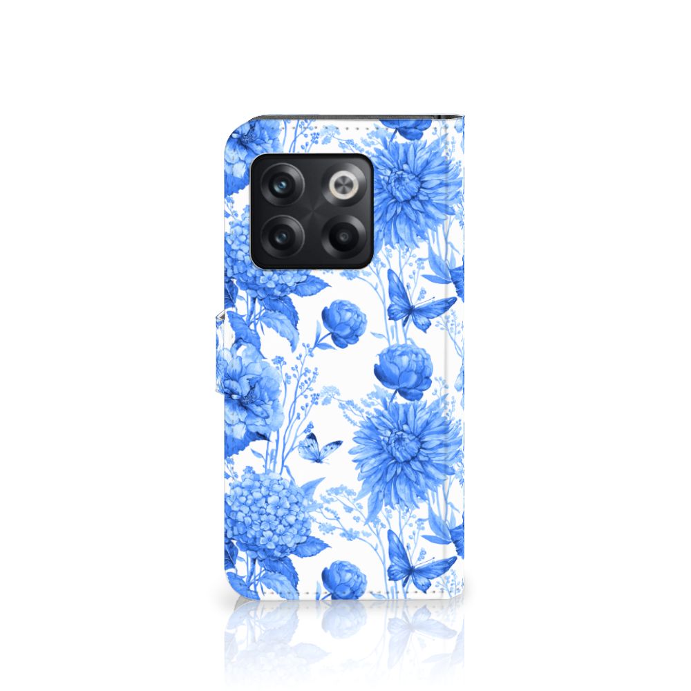 OnePlus 10T hoesje Flowers Blue achterzijde