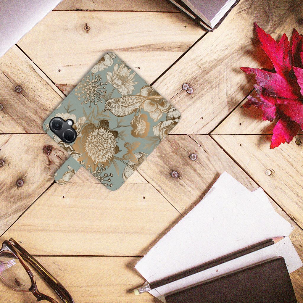 Hoesje voor OnePlus Nord CE 3 Vintage Bird Flowers met bloemenprint, ideaal als cadeau voor stijl en bescherming 🌸.