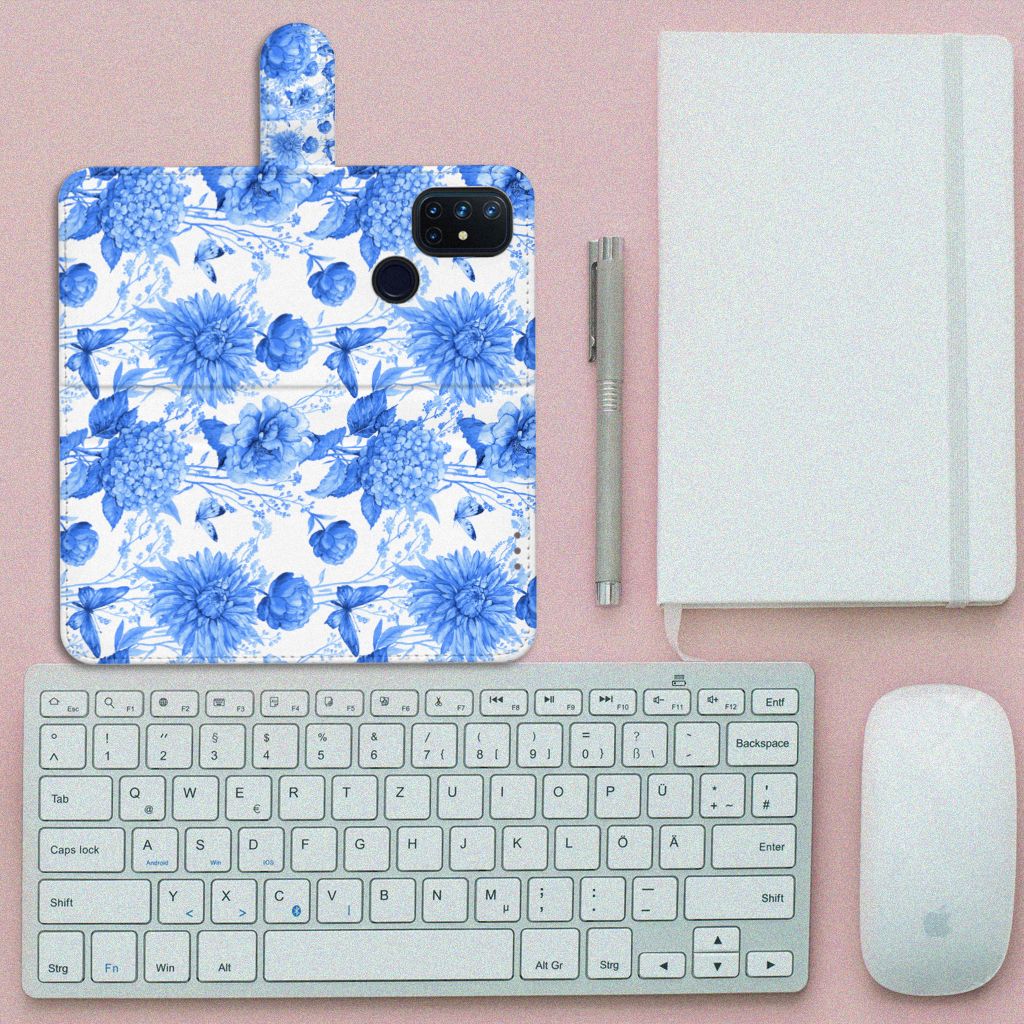 Hoesje voor OnePlus Nord N10 Flowers Blue met blauw bloemen ontwerp, perfect als cadeau voor gebruiksgemak en elegantie.