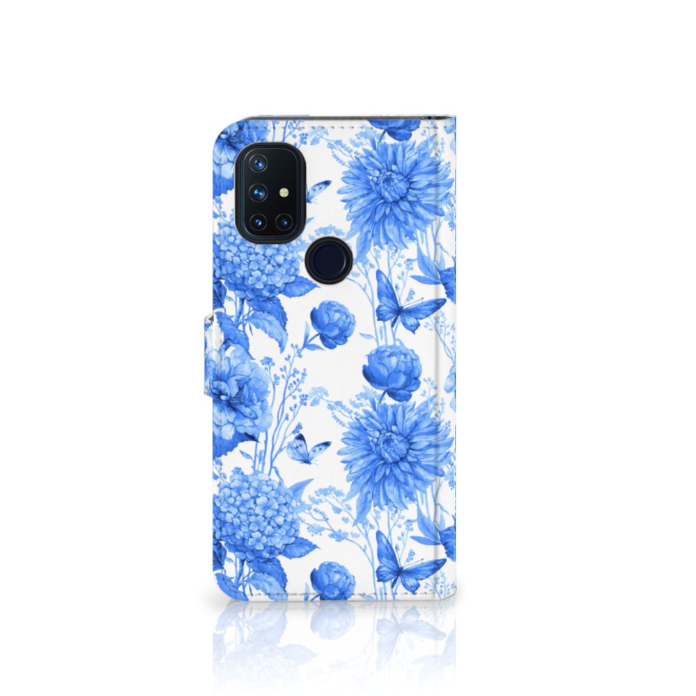 Hoesje voor OnePlus Nord N10 Flowers Blue met prachtig Delftsblauw bloemenontwerp, ideaal als cadeau! 🌼