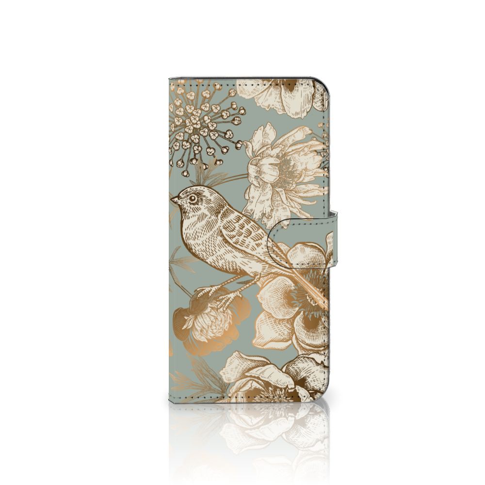 Hoesje voor PPO A57 | A57s | A77 4G Vintage Bird Flowers hoesje bloemen vogels aanzicht