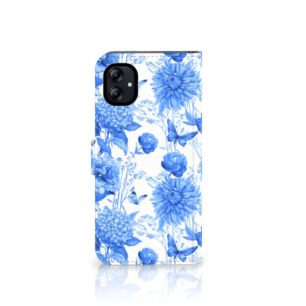 Samsung Galaxy A04e Hoesje Flowers Blue bloemen blauw aanzicht