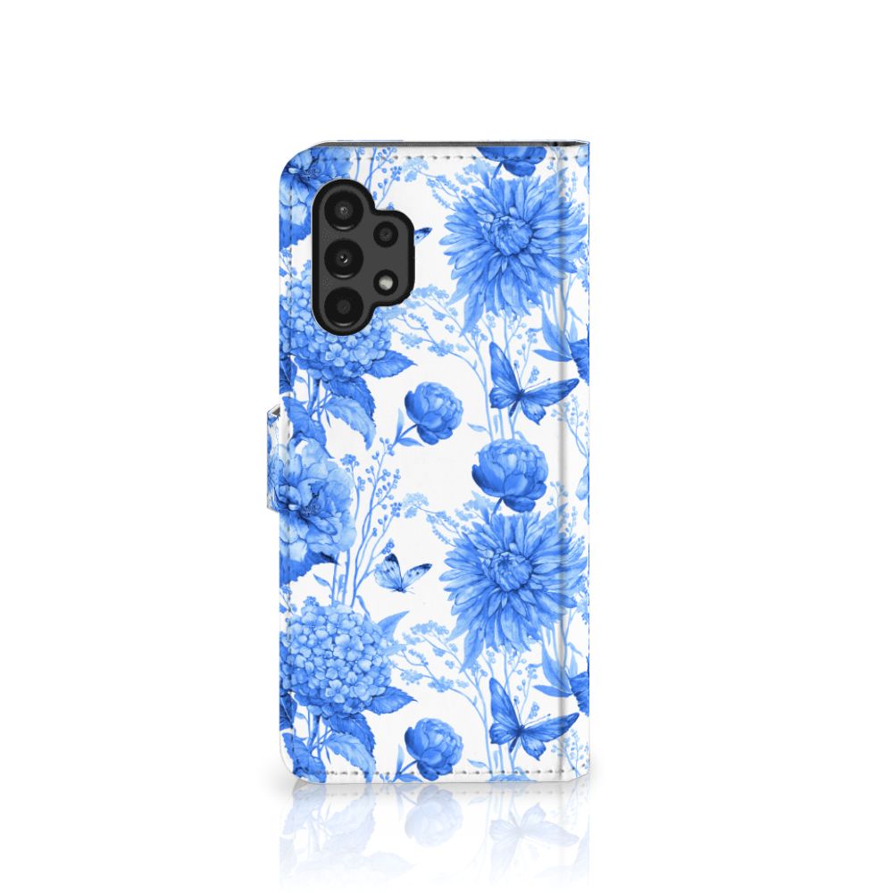 Samsung Galaxy A13 (4G) hoesje Flowers Blue bloemen design voorkant