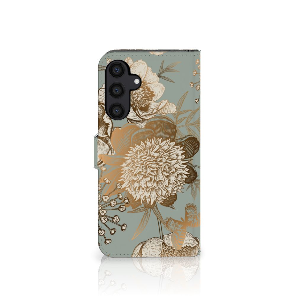 Samsung Galaxy A15 hoesje Vintage Bird Flowers voorkant