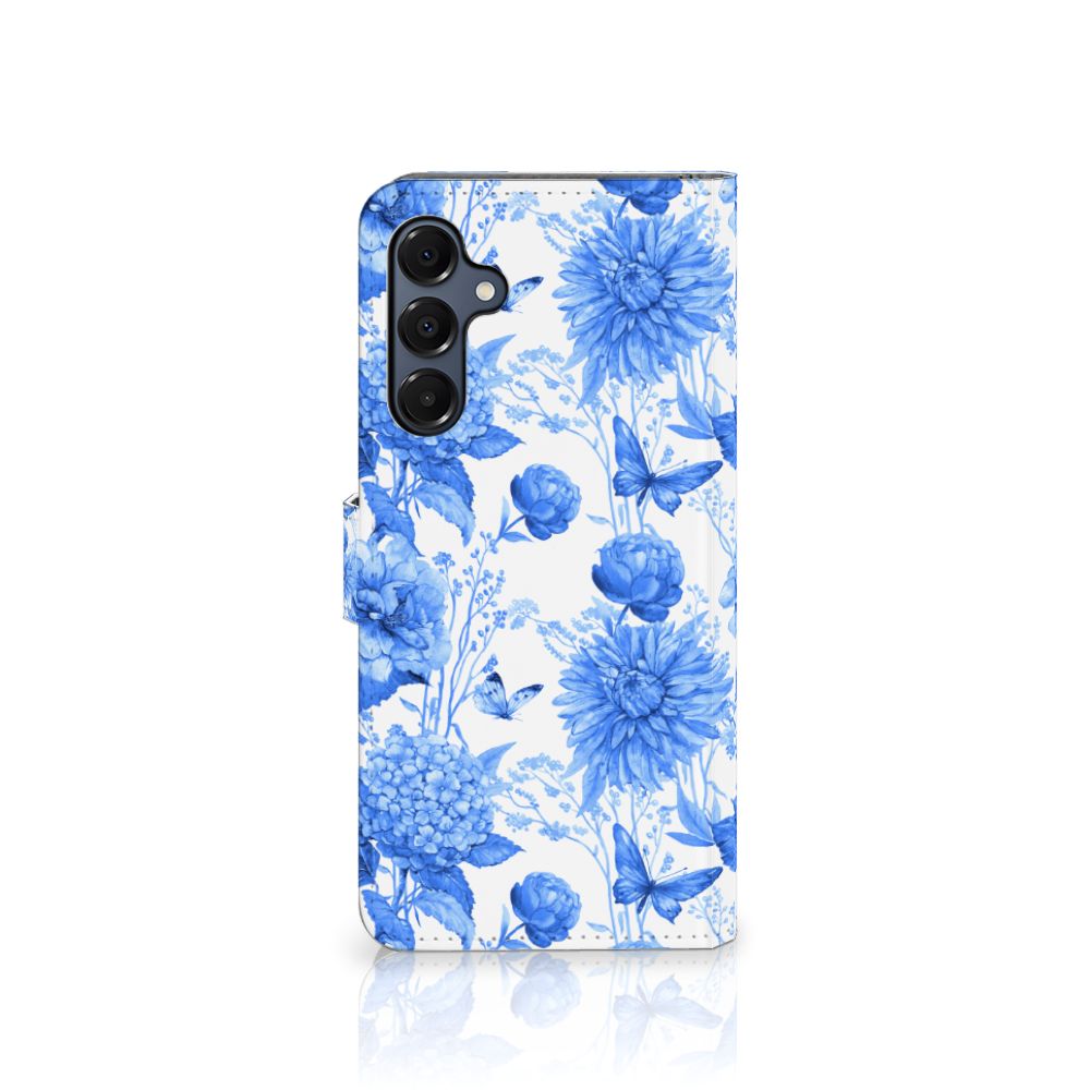 Samsung Galaxy A16 4G/5G Hoesje Flowers Blue aanzicht