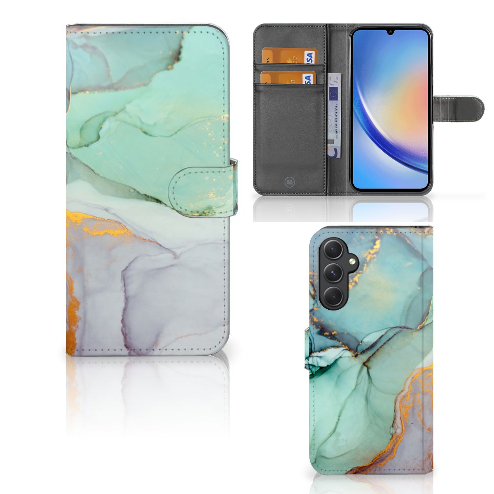 Samsung Galaxy A24 4G hoesje Watercolor Mix voorkant achterkant aanzicht