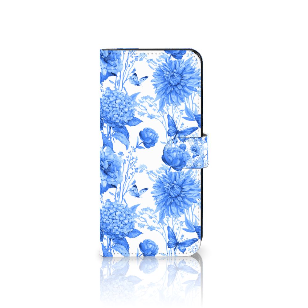 Samsung Galaxy A34 hoesje Flowers Blue bloemen design aanzicht