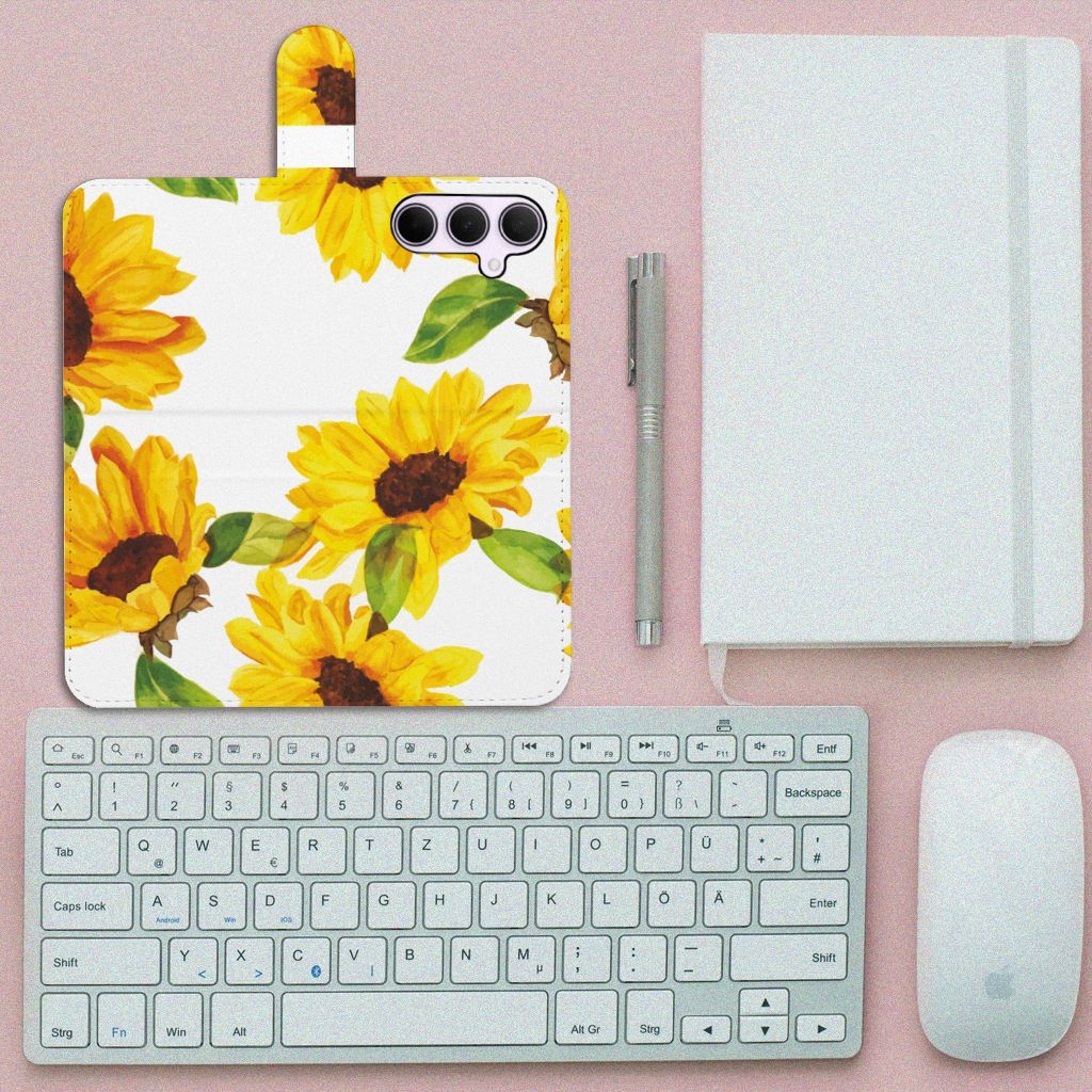 Hoesje voor Samsung Galaxy A35 Zonnebloemen met vrolijke zonnebloemen en gebruiksvriendelijk design.