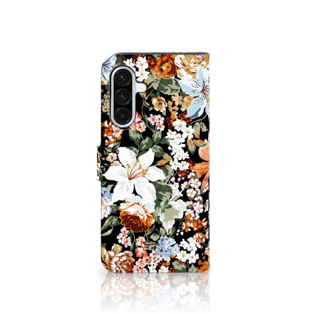 Samsung Galaxy A36 hoesje Dark Flowers bloemen design zijaanzicht