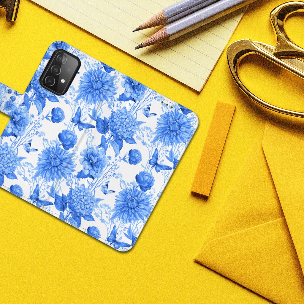 Hoesje voor Samsung Galaxy A52 Flowers Blue
