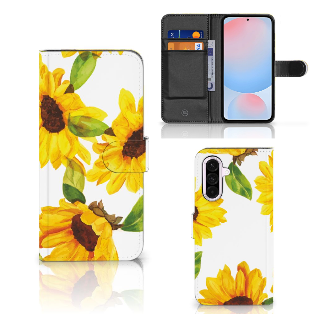 Samsung Galaxy A56 Hoesje voor Samsung Galaxy A56 Zonnebloemen frontzijde binnenzijde