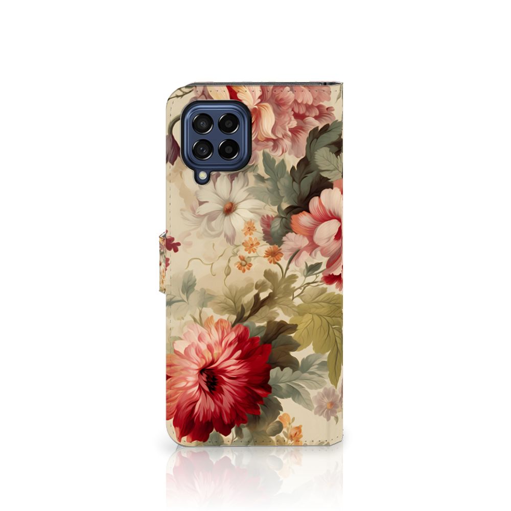 Samsung Galaxy M53 hoesje bloemen design bloemen aanzicht