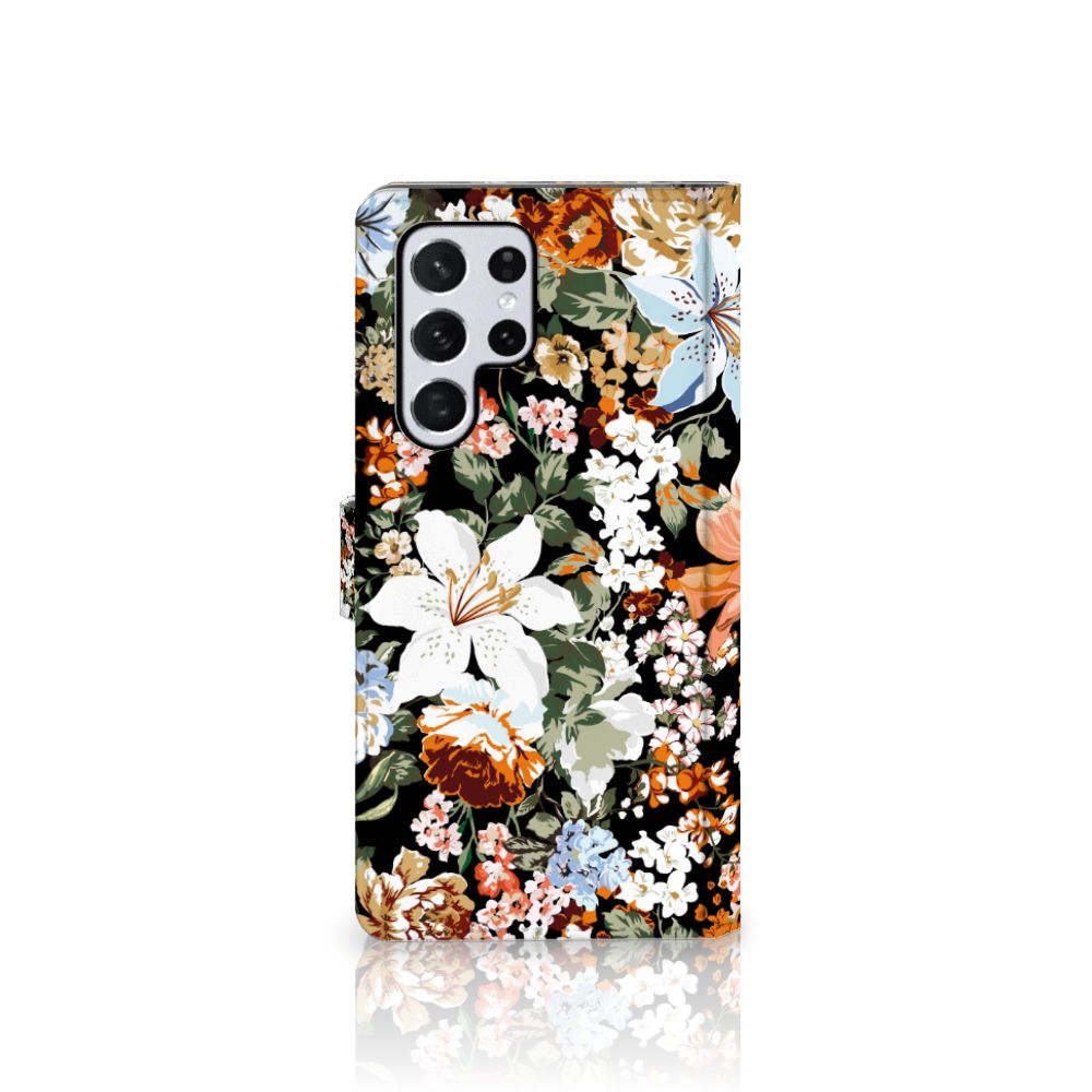 Samsung Galaxy S22 Ultra Hoesje voor Samsung Galaxy S22 Ultra Dark Flowers voorkant