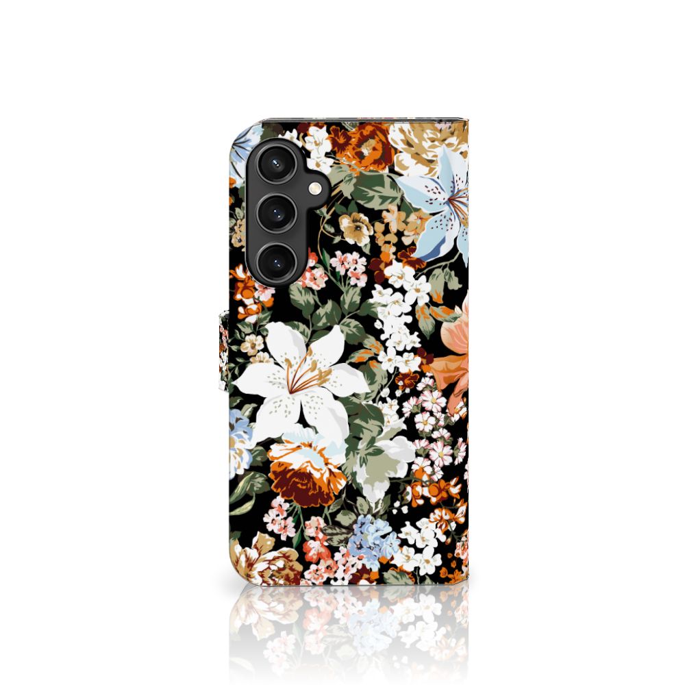 Hoesje voor Samsung Galaxy S23 FE Dark Flowers met kleurrijke bloemen, perfect als cadeau 🎁 voor bescherming en stijl.