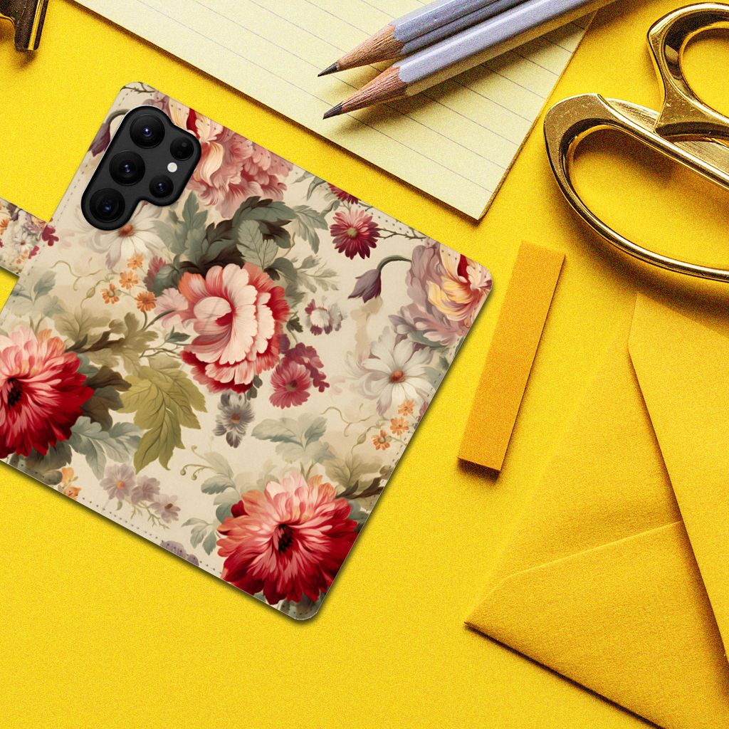 Samsung Galaxy S23 Ultra Hoesje voor Samsung Galaxy S23 Ultra Bloemen bovenaanzicht