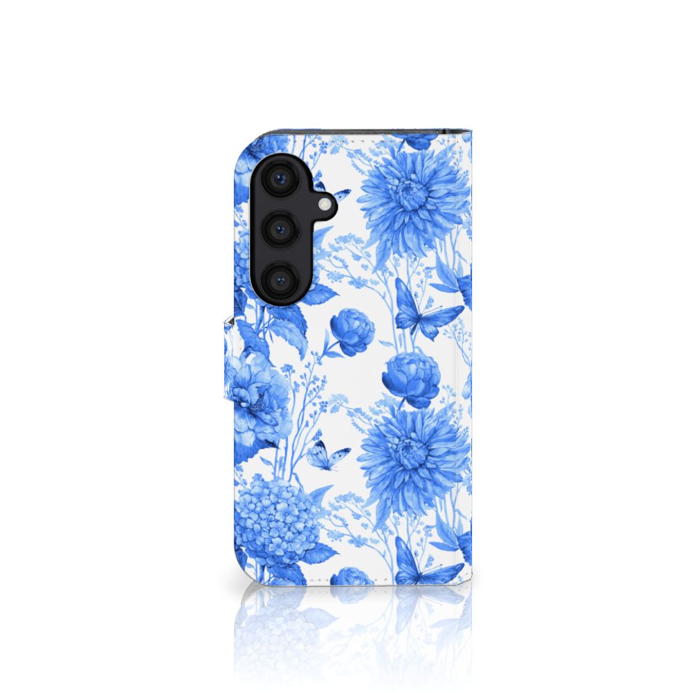 Samsung Galaxy S24 hoesje Flowers Blue bloemen design achterkant
