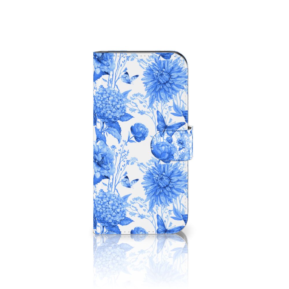 Samsung Galaxy S24 Hoesje voor Samsung Galaxy S24 Flowers Blue vooraanzicht