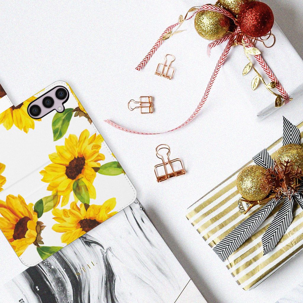 Samsung Galaxy S24 Plus Hoesje Zonnebloemen bovenaanzicht