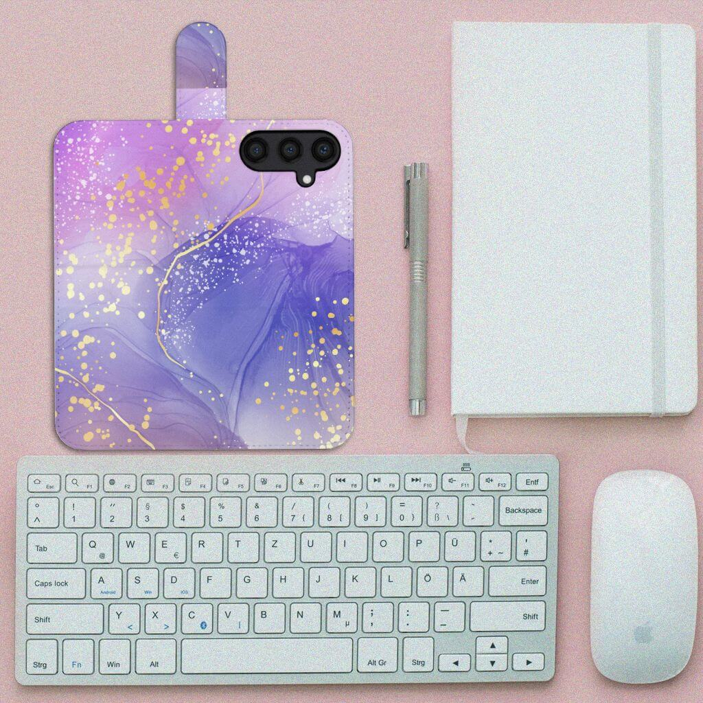 Samsung Galaxy S24 hoesje voor Samsung Galaxy S24 Watercolor Paars bovenaanzicht