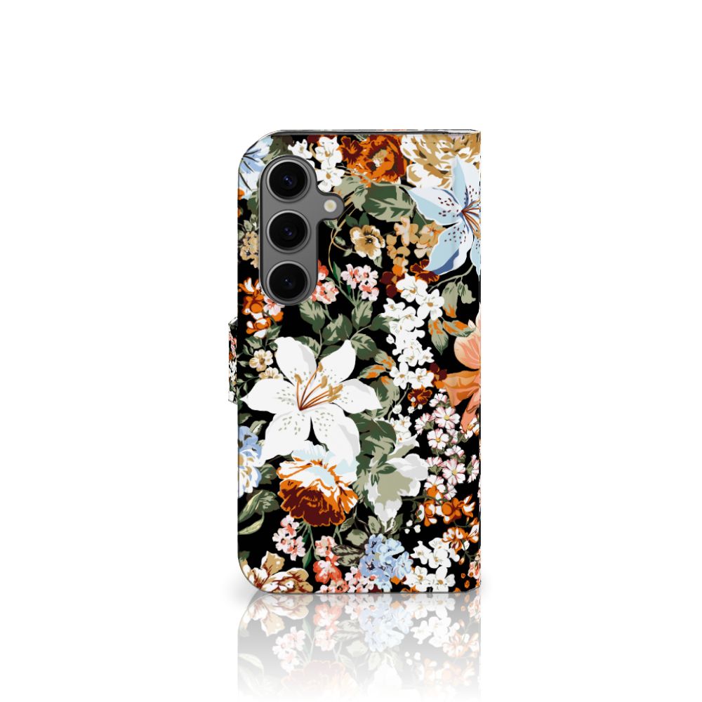Samsung Galaxy S25 hoesje Dark Flowers bloemen vooraanzicht
