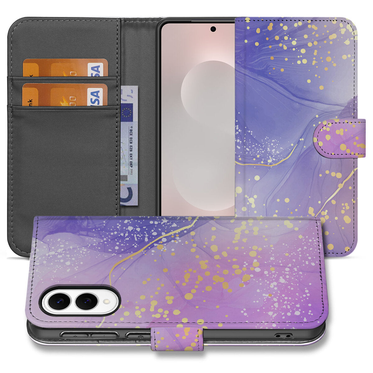 Samsung Galaxy S25 Edge hoesje Watercolor Paars voorkant binnenkant