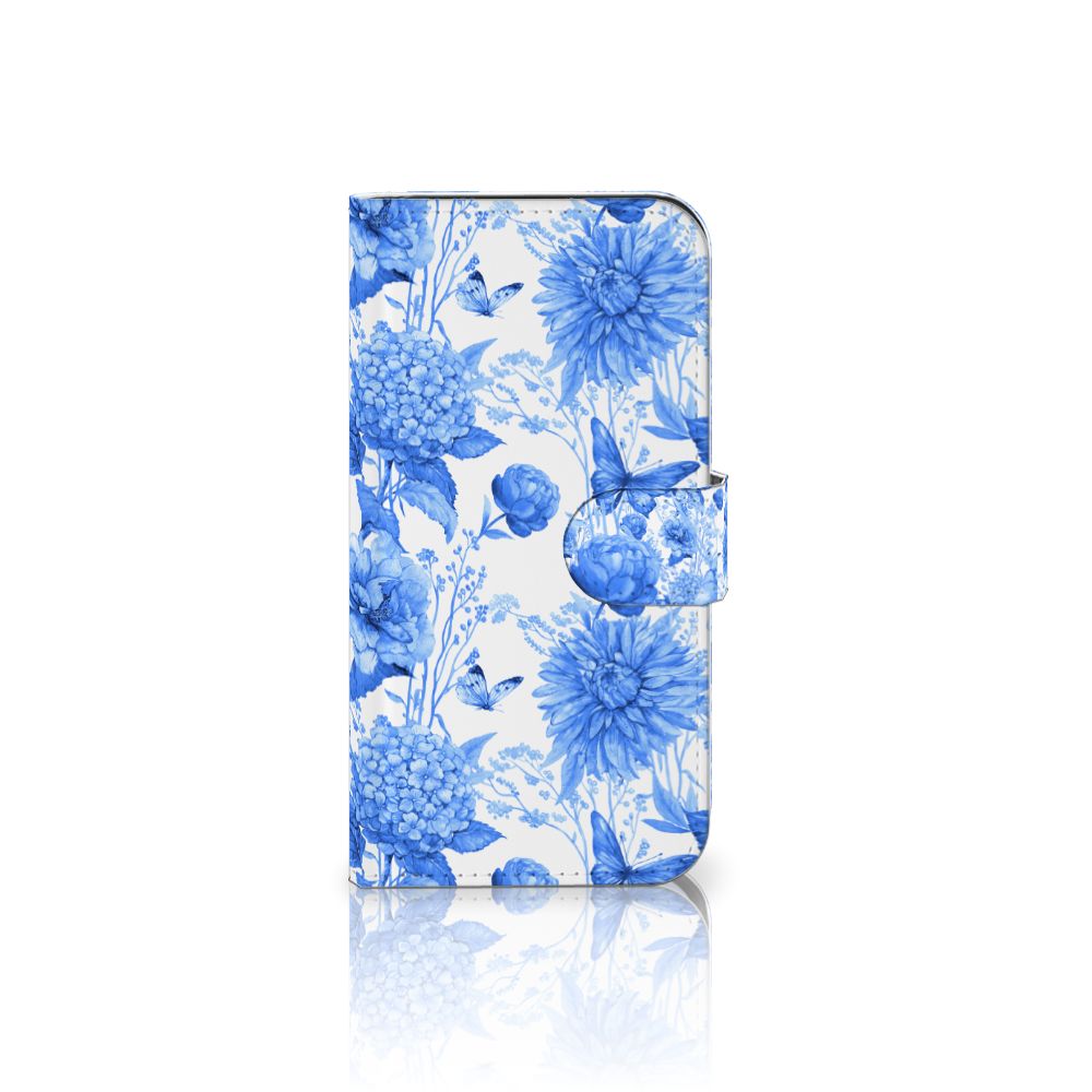 Samsung Galaxy S25 hoesje Flowers Blue design bloemen vooraanzicht