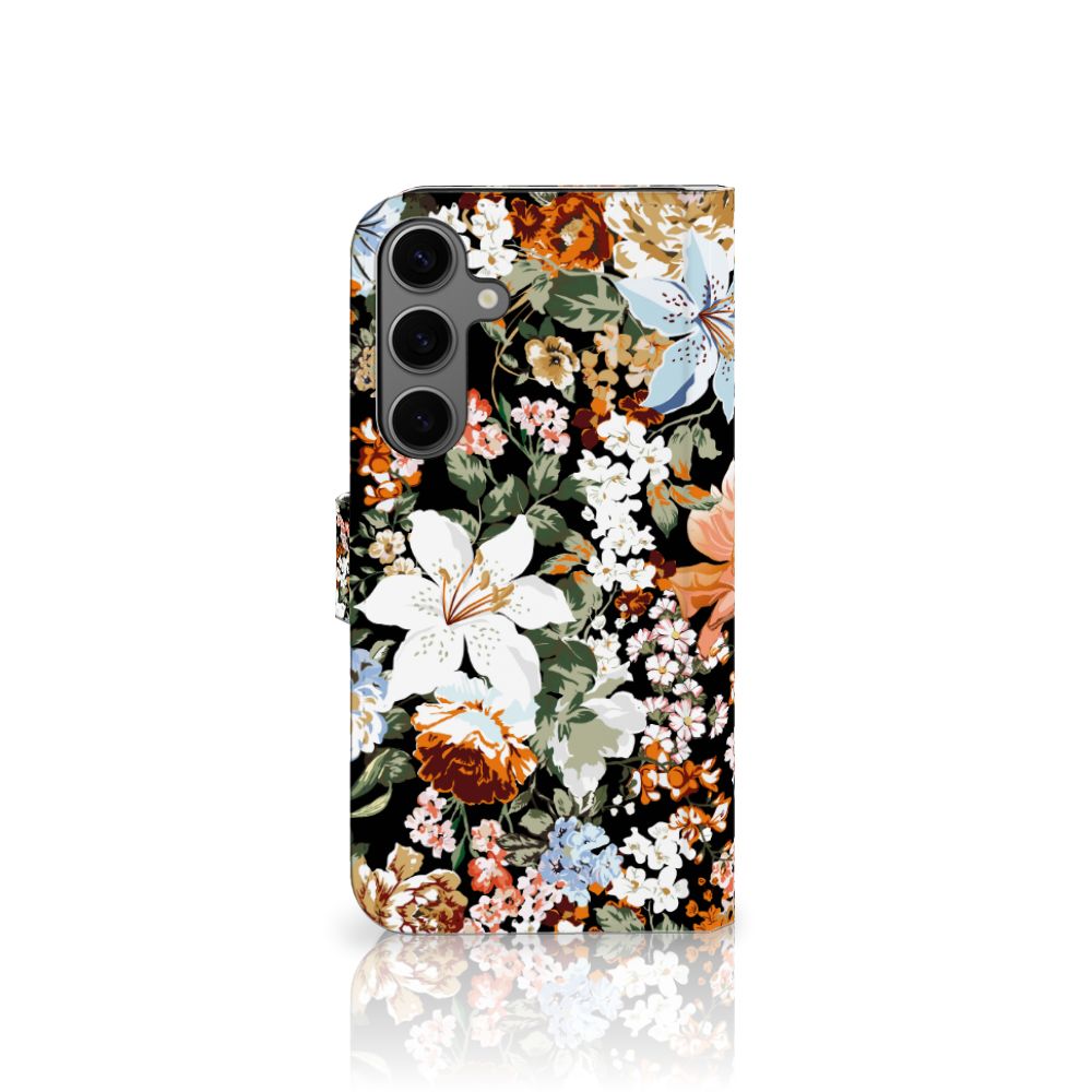 Samsung Galaxy S25 Plus Hoesje Dark Flowers achteraanzicht
