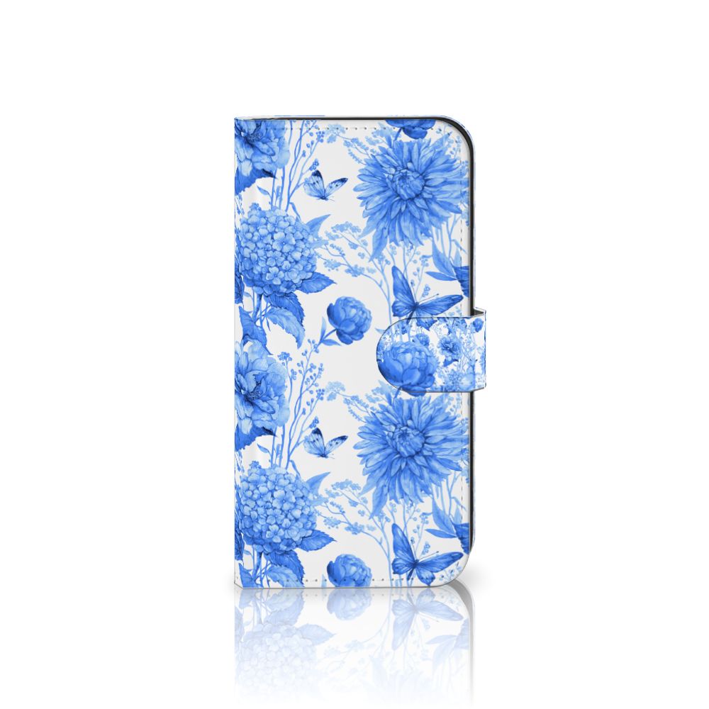Samsung Galaxy S25 Plus hoesje voor Samsung Galaxy S25 Plus Flowers Blue bloemen blauw aanzicht
