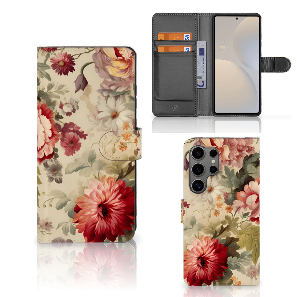 Samsung Galaxy S25 Ultra Hoesje voor Samsung Galaxy S25 Ultra Bloemen voorkant achterkant binnenzijde