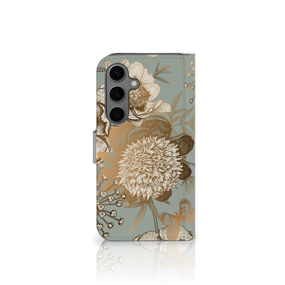 Samsung Galaxy S25 hoesje Vintage Bird Flowers voorkant
