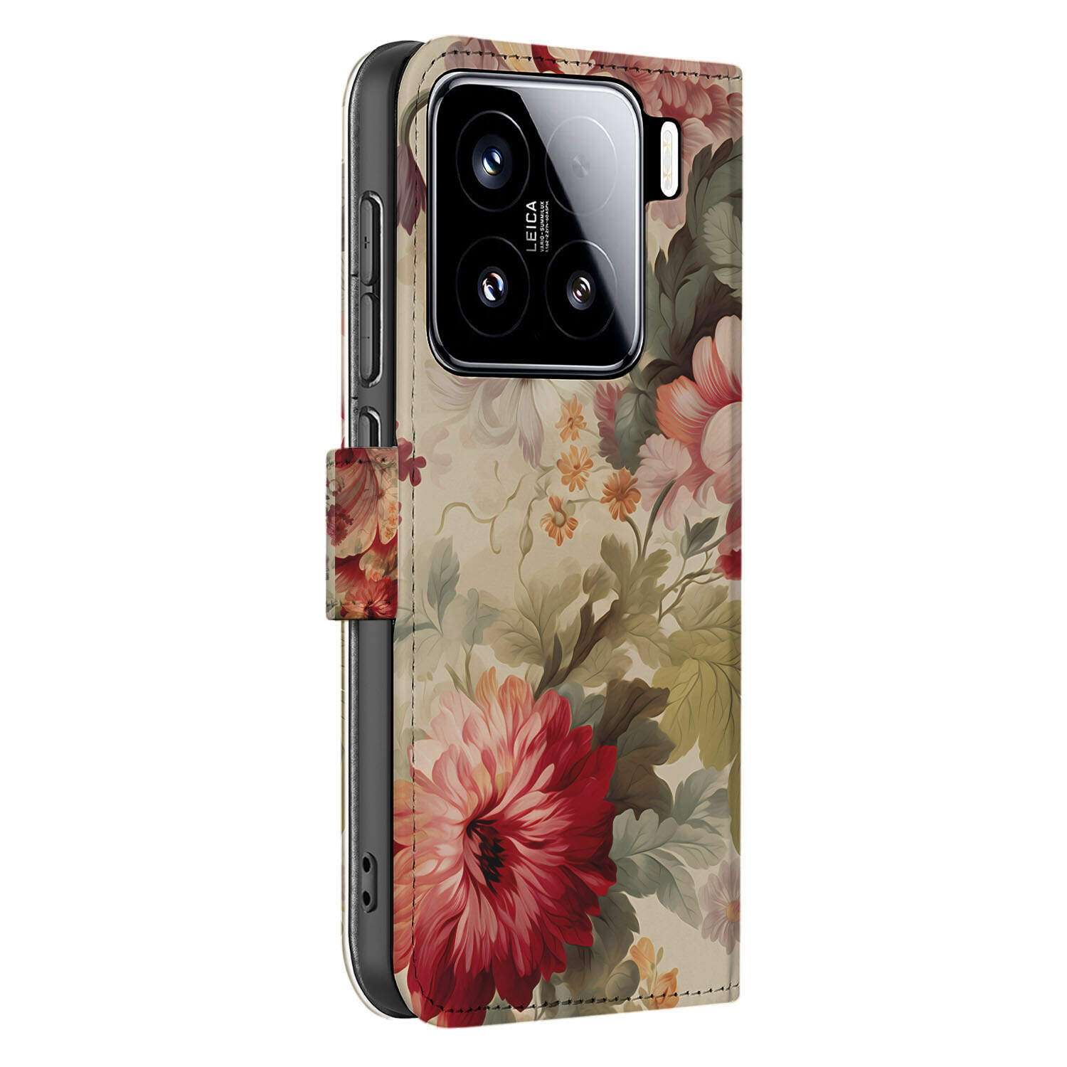 Xiaomi 15 hoesje voor Xiaomi 15 Bloemen book case bloemen design zijkant