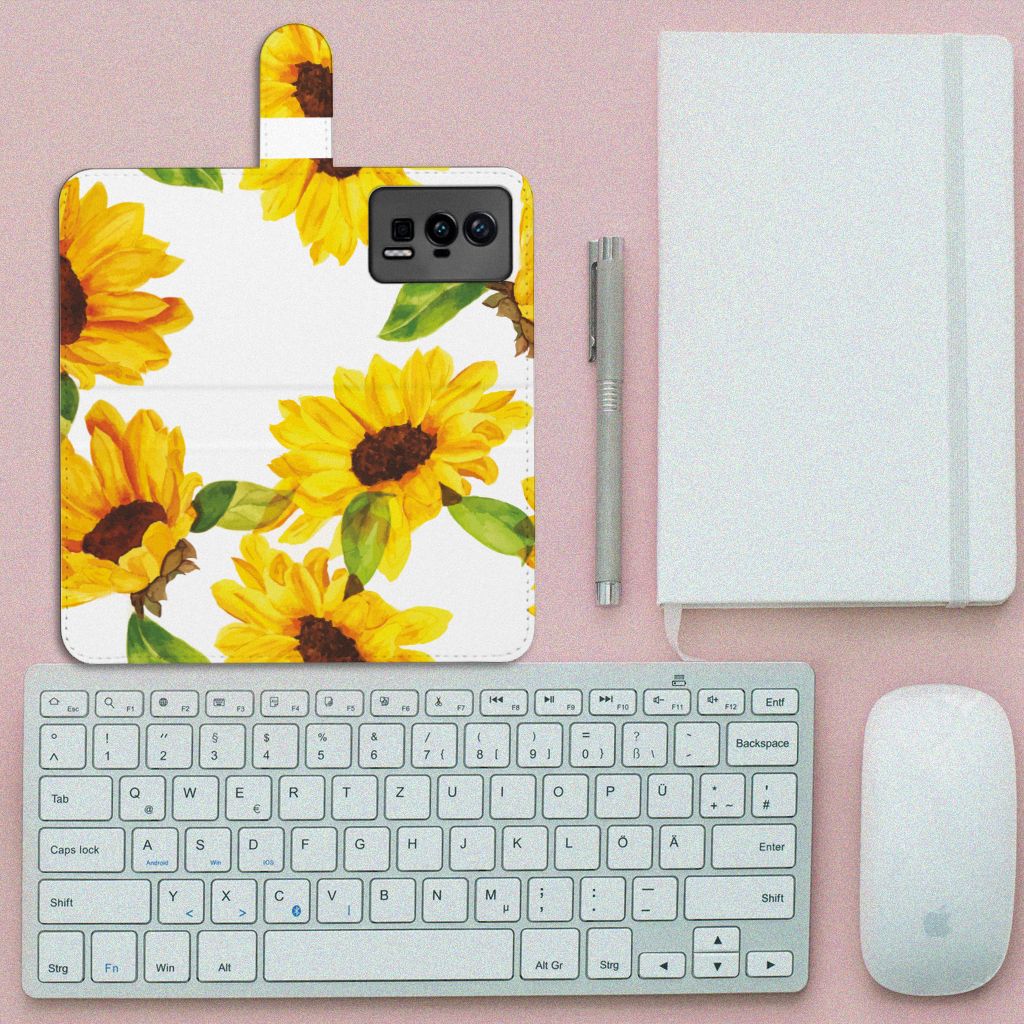 Xiaomi Poco F5 Pro hoesje voor Xiaomi Poco F5 Pro Zonnebloemen bovenaanzicht
