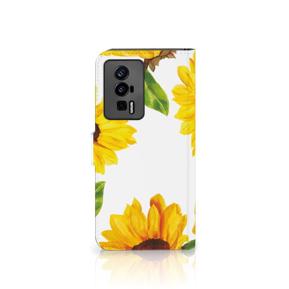 Xiaomi Poco F5 Pro hoesje zonnebloemen voorkant