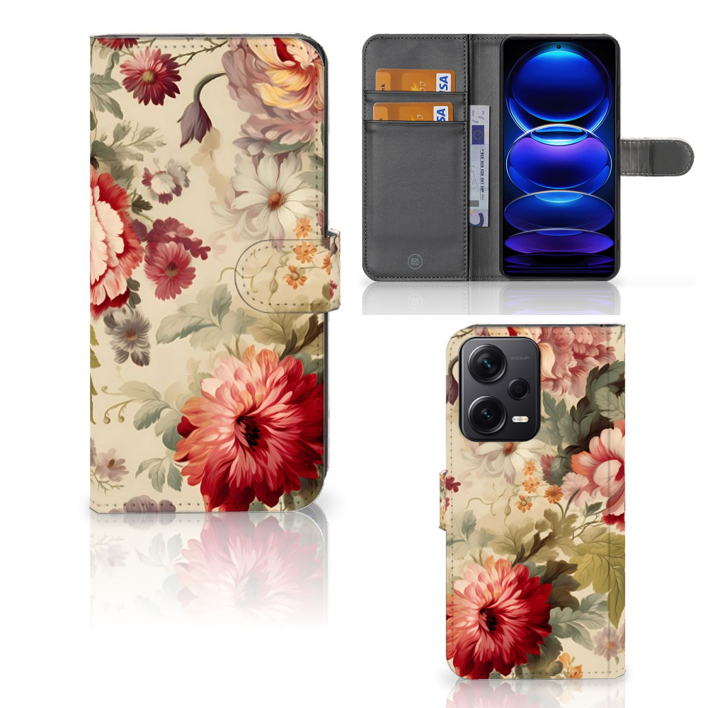 Hoesje voor Xiaomi Poco X5 Pro | Note 12 Pro 5G Bloemen design bloemen aanzicht
