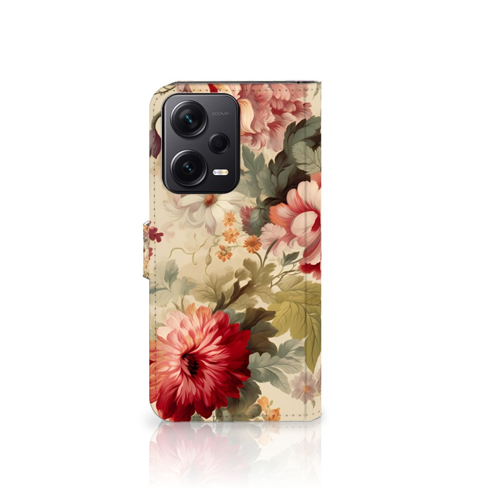 Xiaomi Poco X5 Pro Note 12 Pro 5G hoesje bloemen frontaanzicht