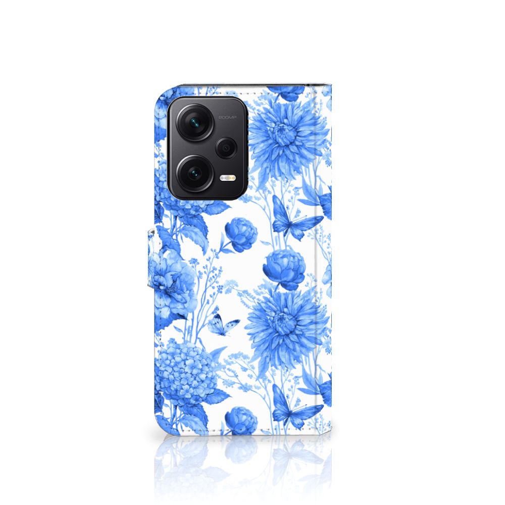 Hoesje voor Xiaomi Poco X5 Pro | Note 12 Pro 5G Flowers Blue bloemen design achteraanzicht