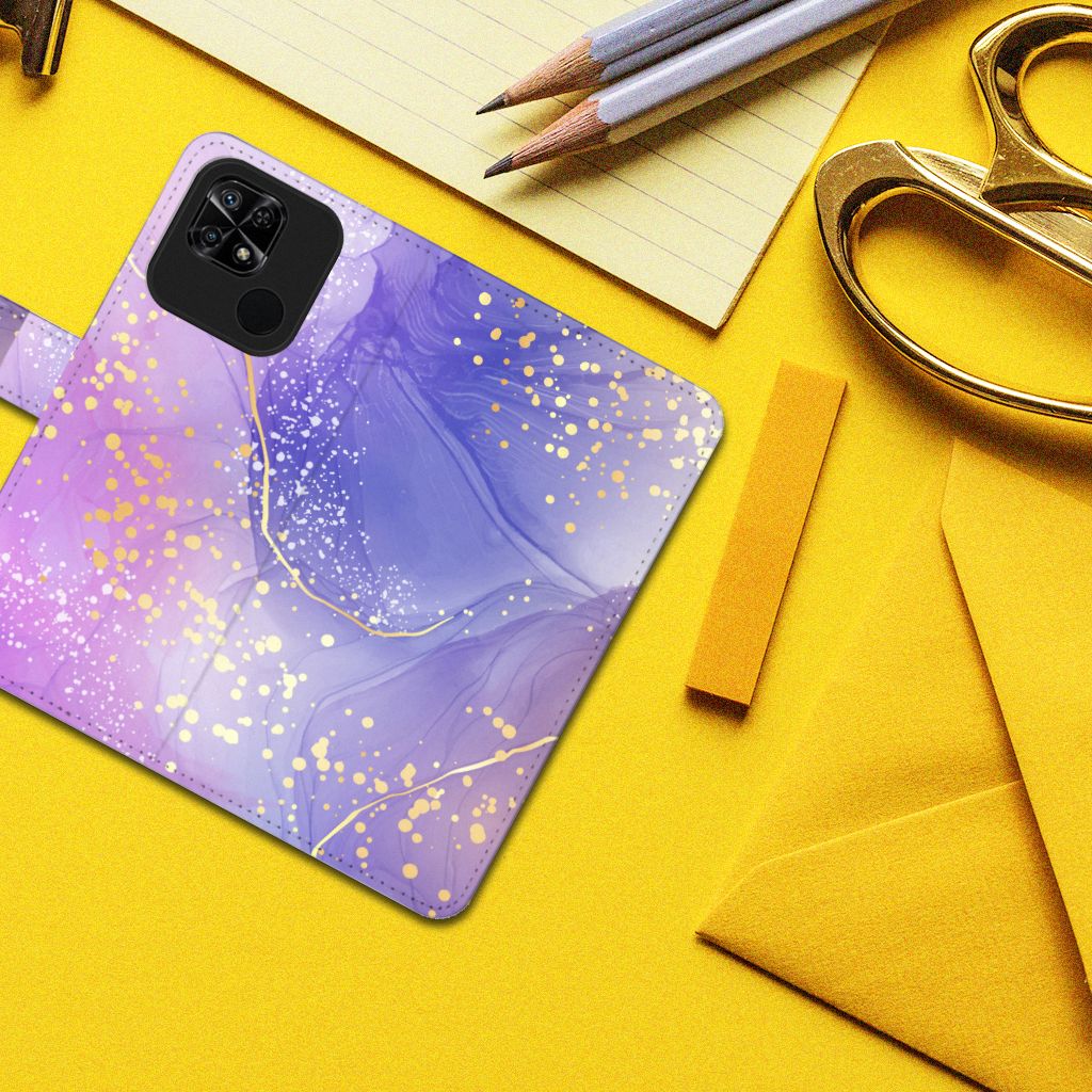Hoesje voor Xiaomi Redmi 10C Watercolor Paars design watercolor paars aanzicht