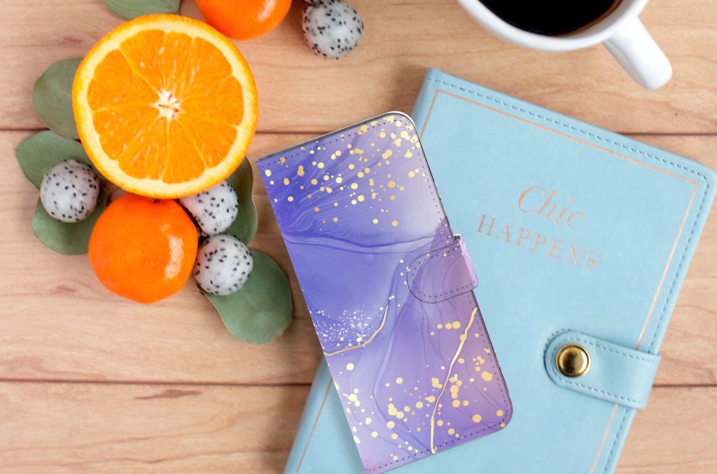 Hoesje voor Xiaomi Redmi 10C Watercolor Paars design watercolor aanzicht