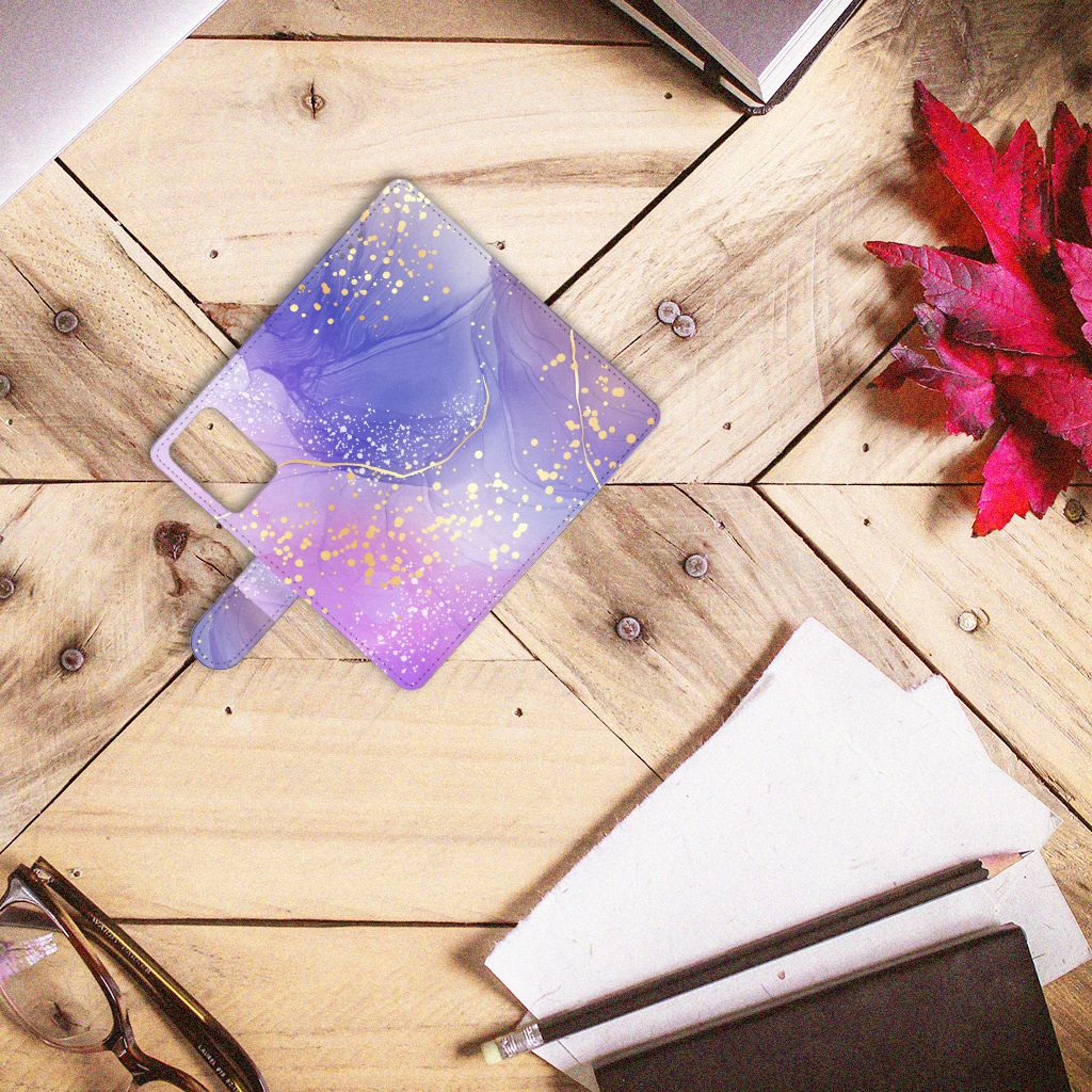 Xiaomi Redmi Note 10 Pro hoesje Watercolor Paars bovenaanzicht