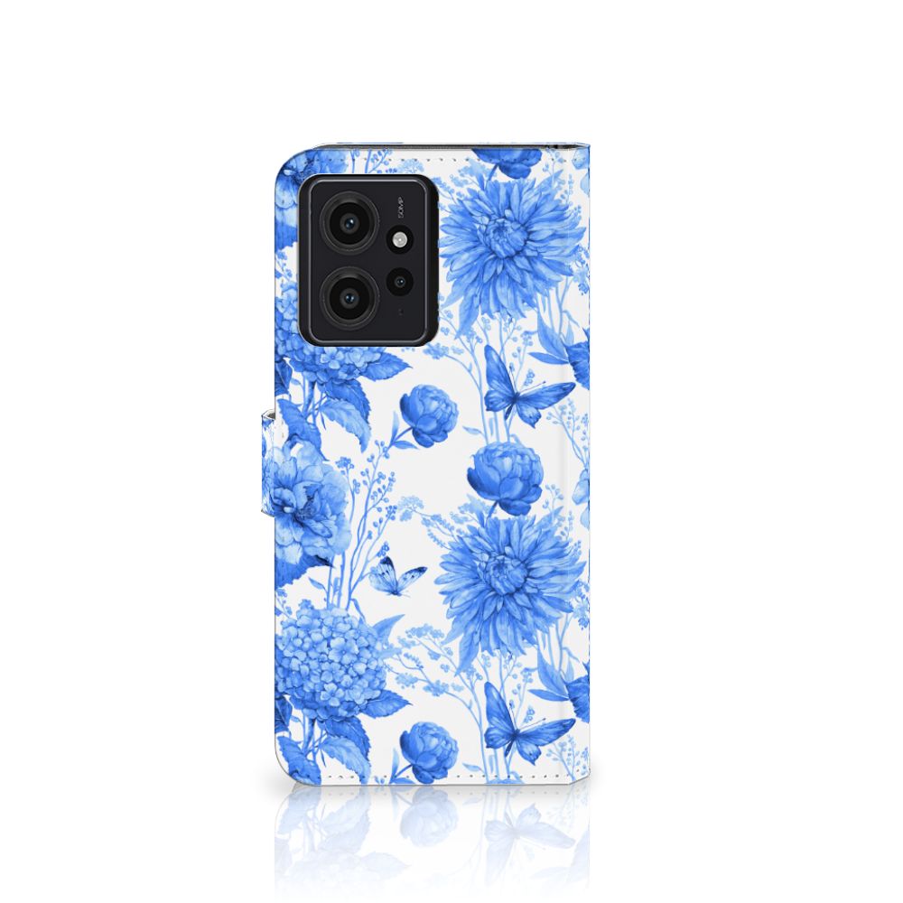 Xiaomi Redmi Note 12 4G hoesje Flowers Blue bloemen design voorkant