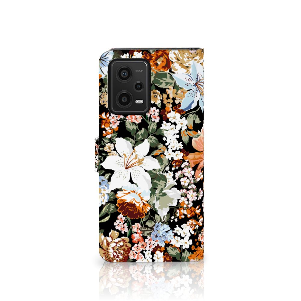 Hoesje voor Xiaomi Redmi Note 12 5G | Poco X5 Dark Flowers bloemen design aanzicht