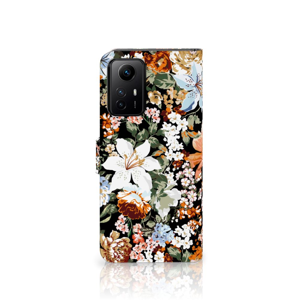 Xiaomi Redmi Note 12S hoesje Dark Flowers achterkant