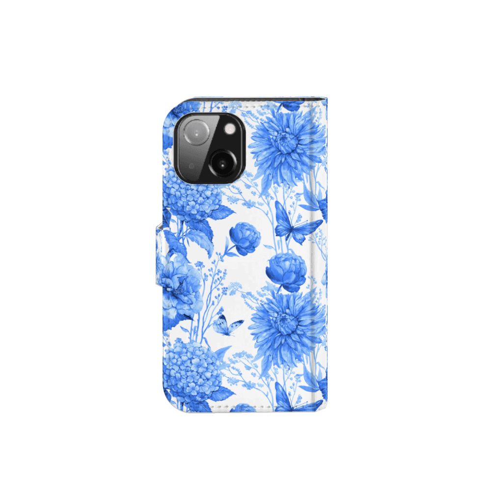 Hoesje voor iPhone 13 Mini Flowers Blue met prachtig Delftsblauw bloemenontwerp 🌼.