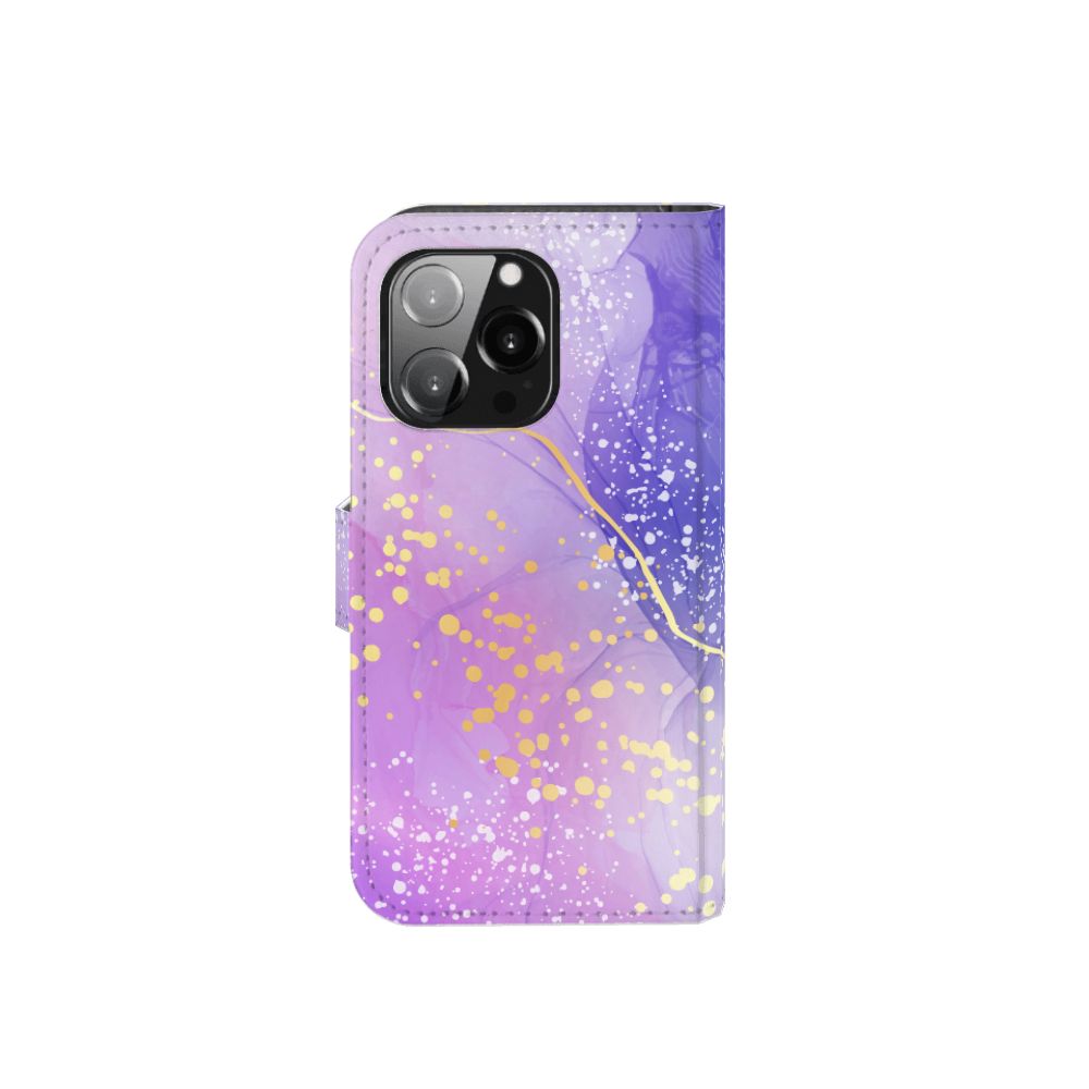 Hoesje voor iPhone 13 Pro Watercolor Paars met kleurrijk paars en gouden design. Perfecte bescherming!